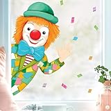 Wandtattoo Loft Fensterbild Karneval Clown von der Seite wiederverwendbar Frühling bunte Geburtstag Fasching farbig, 1. A4 Bogen, Von Links