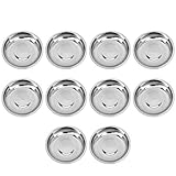 Cabilock 10Pcs Runde Gewürz Platten Edelstahl Senf Dessert Geschirr Weiße Tauch Schalen Schüsseln für Seite Gerichte Porzellan Dipping Sauce Gericht (8Cm)