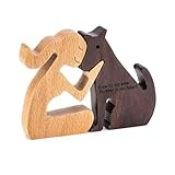 FDHBDF Hundeholzschnitzerei Mensch und Hund Skulptur Kreativer Tischschmuck Handgefertigte Holzstatuen aus Holz Tischdekoration im Bücherregal