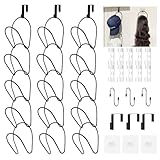 LINFIDITE Cap Halter Tür Hut Racks, Baseball Cap Halterung Schrank hängende Einstellbare Huthalter,für Schals Handtaschen Handtücher Kleidung Krawatten mit Haken zum Aufhängen, 15 Stück Schwarz