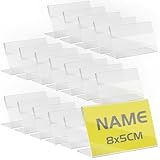 TAPKUA 50 Stück Transparent Acryl Etikettenhalter, 8x5 cm Tabelle Namensschild Preisschild Display Transparenter Preisschildhalter, Geeignet für Geschäfte Bäckereien Regale QR-Code-Ständer