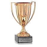 Deitert Henkel-Pokal mit Wunschtext-Gravur | Bronze | 21cm hoch | Wanderpokal auf Marmorsockel FS106