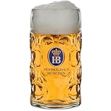 Hofbräuhaus München Bierkrug 0,5 L Original Isarseidel | Maßkrug | Bierglas | Krug mit HB-Wappen und Traditionellem Schriftzug, Geschenkidee für Bierliebhaber (1 Stück, 0,5 L)