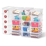 Iris Ohyama Vielseitige Aufbewahrungsboxen, 5L, 20er-Set, Transparent, Deckel leicht schließbar, Stapelbar, Für Schrank, Regale, Klassenzimmer, Organisation, Spielzeug, Kunstbedarf, Schuhe, CNL-5