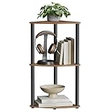 SONGMICS HOME Superschnelle werkzeuglose Montage, Eckregal mit 3 Ebenen, Standregal, Regal, 38,3 x 27 x 70,6 cm, Wohnzimmer, Schlafzimmer, Küche, vintagebraun LBC620K01