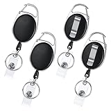 Vicloon Schlüsselanhänger Ausziehbar, 4 Stück Einziehbarer Ausweishalter Schlüsselrolle, Schlüsselband Ausziehbar, Ausweis JoJo mit Schlüsselring für Schlüssel, Kartenhalter und Gürtelclip