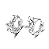 chenyesun Ohrringe Damen Creolen 925 Sterling Silber Klein Zirkonia Kinderohrringe Schmetterling Temperament Elegant Stil