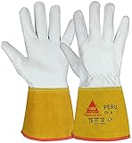 rabbit safety gloves Unisex Schweißerhandschuh Peru Schwei erhandschuhe, Braun/Weiß, L (1er Pack) EU