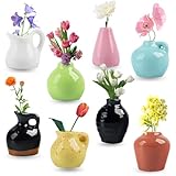 8 Stück Mini Vase Magnete für Kühlschrank, 3D Magnetic Harzvasen Blumenvasen, Lustige Pflanzenmagnete, DIY Vasen Magnete-Deko für Kühlschrank Zubehör, Küche, Büro und Wohnkultur (Ohne Blumen)