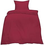 Home-Impression 2-TLG. Uni Seersucker Microfaser Bettwäsche Einfarbig 135x200 cm +80x80cm mit Reissverschluß und Bügelfrei Sommerbettwäsche Lila