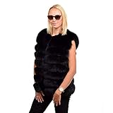 FOX FASHION Fellweste aus echtem schwarz Fuchs Fell Pelz Weste Gilet Fellwesten Ärmellose Pelzjacke Westen Pelzweste Echtfell Echtpelz Fuchsfell