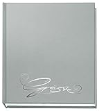 VELOFLEX 5420083 - Gästebuch Classic mit Prägung Gäste, 144 Seiten weißes blanko Papier, 205 x 240 mm, silber