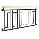 ECD Germany Französischer Balkon 90x156 cm mit 5 Füllelementen, Anthrazit matt, Holzoptik, verzinkter Stahl, Balkongeländer Stabgeländer Balkonbrüstung Balkongitter Fenstergeländer Außen Fenstergitter