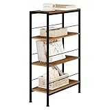 WOLTU Regal, Nischenregal mit 4 Ebenen, Küchenregal Gewürzregal stehend, Standregal Leiterregal schmal, für Küche Wohnzimmer, Holzwerkstoff Metall, Vintage Braun Schwarz, 50x78x20 cm, RGB52shm