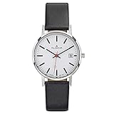 Dugena Herren-Armbanduhr 4460339 Moma, Quarz, weißes Zifferblatt, Edelstahlgehäuse, Mineralglas, Lederarmband, Dornschließe, 3 bar