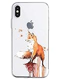 Oihxse Kompatibel mit iPhone XS/X Hülle Silikon,Transparent Handyhülle Fall für iPhone XS/X Weich Cover Original Antirutsch Stoßfest Premium TPU Bumper Case mit süß Tier Design (Fuchs)