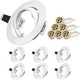LED Einbaustrahler 230V Rahmen, Einbaustrahler Rahmen Schwenkbar mit GU10 Fassung 30° Schwenkbar Aluminium Deckenspots für LED oder Halogen Leuchtmittel Ausschnitt Ø70-80mm