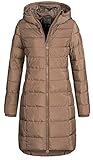 Eight2Nine Damen Steppmantel LETN-039 Lange Stepp-Jacke mit Kapuze nougat beige L