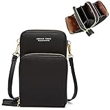 Damen Handtaschen Schultertasche Handytaschen Umhängetasche Kunstleder Schultertasche 3 Reißverschluss Beutel mit Vielen Kartenfach Geldbörse Portemonnaie für iPhone 5/6/7/8 Plus/X XR/11/12 Pro