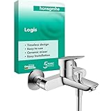 hansgrohe Logis - Badewannenarmatur Aufputz für 2 Verbraucher, Mischbatterie Badewanne mit Auslauf Länge 19,4 cm, Einhebelmischer Wanne, Chrom, 71400000