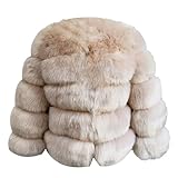 ZhuiKun Damen Kunstpelz Mantel Kurzer Faux Pelz Winterjacke Kunstfell Oberbekleidung Einfarbig Dicker Parka Wintermantel - Stil 18, S