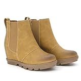 Athlefit Damen Keilstiefel Bequeme Stiefel Keilabsatz Booties, braun, 36 EU