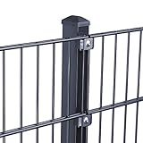 HORI® Doppelstabmattenzaun Komplettset I Metallzaun Gartenzaun I Robust und wetterfester Zaun I Höhe 83 cm I Anthrazit I RAL 7016 I mit Klemmhaltern I Zaunlänge 2,5 m