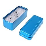 KLOVA Dental Bur Box, 72-Loch-Aluminium-Autoklaven-Sterilisatorgehäuse Bohrer Dental Desinfection Endo Files Holder Box für Mundpflege-Tools-Blau