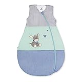 Sterntaler Funktionsschlafsack für Kleinkinder, Esel Emmi, Ganzjährig, Wärmeregulierung, Reißverschluss, 70 cm, Blau/Mehrfarbig