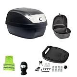 KOMPATIBEL MIT BMW R 1150 RT Koffer TOPCASE 28 Liter Polypropylen KOMPLETT MIT Platte UND MONTAGESATZ Motorrad-Scooter-GEPÄCKTRÄGER KAPAZITÄT 2 HELME SCHWARZ