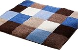 Erwin Müller Badematte Kreta, Badteppich, Badvorleger rutschhemmend blau Größe 70x120 cm - kuscheliger Hochflor, für Fußbodenheizung geeignet (weitere Größen)