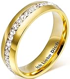AMDXD Schmuck 18K Vergoldet Gold Partnerringe, Gravur Ich Liebe Dich Herren Damen Ringe Zirkonia Pave Elegante Polished Hochzeit Ehering Größe 54 (17.2) - Schriftzug