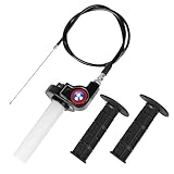 EXLECO Schnellgasgriff Motorrad Gasgriff Set 22mm Aluminium Gaszuggriff mit 1.2M Kabel & Griffe Lenkergriffe Quick Turn Twist Gaszug Kit Kurzhubgasgriff Motoflow für 50cc-200cc Motocross ATV Dirt Bike