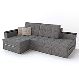 VitaliSpa XXL Ecksofa mit Schlaffunktion 240 x 160 cm Grau - Eckcouch Relax Sofa Couch Schlafsofa Luxus Schlafcouch Taschenfederkern