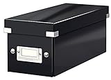 Leitz Click & Store WOW schmale Aufbewahrungsbox mit Deckel, Box zur CD Aufbewahrung, als Geschenkbox oder für Zubehör im Haushalt und Büro, 84% recycelte Premium-Hartpappe, Schwarz, 60410095