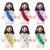 WUSJCOF 6stk Mini Jesus Figur, Klassischer Christus Spielzeug für Kinder, Religiöse Partys, Sonntagsschule, Basteln, Taufgeschenke, Ostereierfüller (3x1,5x3,5cm)