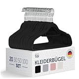 Blumtal Kleiderbügel 20 Stück - Kleiderbügel Samt 360° drehbar und belastbar - Kleiderbügel platzsparend und rutschfest - Kleiderbügel Schwarz mit Samtbezug - Samtbügel - Kleiderbügel Samt Schwarz