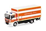 Herpa LKW Modellfahrzeug Man TGM Koffer-LKW mit Ladebordwand Feuerwehr Düsseldorf, Miniatur im Maßstab 1:87, Sammlerstück, Made in Germany, Modell aus Kunststoff