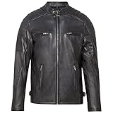 URBAN 5884 Herren Lederjacke RALF, Lederjacke herren echtleder im Bikerstil, Weich und Strapazierfähig, Schwarz, 3XL