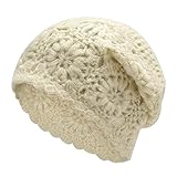 ZLYC Damen Winter Vintage Wolle Fischerhüte Bowler Hut(Gehäkeltes Beige)