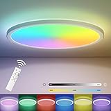 LED Deckenleuchte Dimmbar RGB, Matane 24W Deckenlampe Farbwechsel mit Fernbedienung, Panel Decke Farbige 3000K-6500K für Wohnzimmer Schlafzimmer Kinderzimmer Küche Esszimmer Ultradünn Flach Rund 30cm