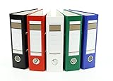 5x Ordner / DIN A5 / 75mm / Farbe: je 1x weiß, grün, blau, rot und schwarz