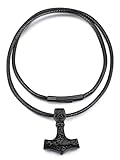 FaithHeart Schwarz Mjölnir Anhänger Halskette für Herren Jungen, Wikinger Thors Hammer Kette mit Keltischer Knot Symbol, Punk Wikinger Amulett für Geburtstag Valentinstag Weihnachten