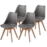 ALBATROS Esszimmerstühle 4er Set AARHUS, Grau - Beine aus Eiche Massiv-Holz, Skandinavisches Retro-Design, bequemer Schalenstuhl - Eleganter Küchenstuhl, Stuhl Esszimmer für Esstisch