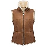 Werner Christ ® Damen Lammfellweste Weste aus echtem Lammfell, Fell, vielseitige warme Fellweste auch als Reitweste, Outdoorweste & Winterweste geeignet, in hellbraun Gr. 46