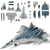 SEBUNAS SU-57s Militärflugzeug-Spielzeug im Maßstab 1/72, Schnellbau-Modellbausätze, russischer Stealth-Mehrzweck-Kampfjet der fünften Generation, Kunststoff-Bauflugzeugmodell (31 Teile)