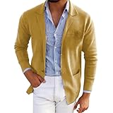 Generisch Herren Winter Casual Langarm Mantel Anzug Jacke Top Jackett Herren (Gold, L)