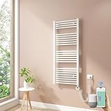 Heilmetz Smart WiFi Badheizkörper Elektrisch 120x50cm Elektrischer Handtuchtrockner mit Thermostat und Timer-Funktion Gerade Handtuchheizkörper Weiß 500W
