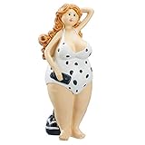 osters muschel-sammler-shop Retro Badenixe stehend mit Badeanzug blau/Weiss │ mollige Frau │ Rubensdame │Höhe 16cm│