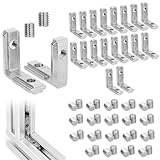 20 Stück T-Nut Innenwinkel, 2020 M5 Aluprofil Verbinder Nut 6 T Slot 90° Inneneckverbinder mit 40 Schrauben, Aluprofile Winkel Eckverbinder, Verbinder Eckwinkel für Aluminiumprofil 20 Serie